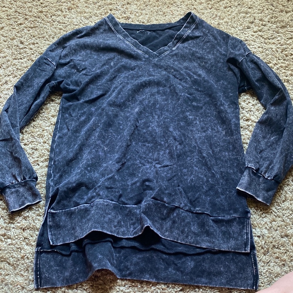 Oversized acid washed tunic